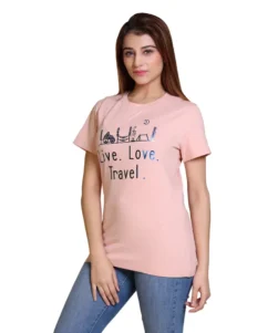 Women Printed T-Shirt W-20-Peach