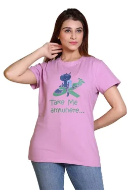 Women  Printed T-Shirt W-23 Purple