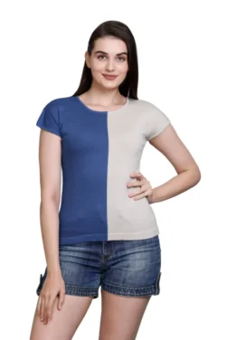 Pulakin Allnit Women’s 100% Cotton T-Shirt – Chic Boat Neck