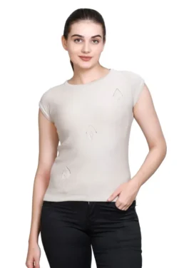 Pulakin Allnit Women’s 100% Cotton T-Shirt – Elegant Boat Neck Design