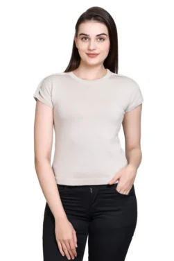 Pulakin Allnit 100% Cotton Women’s Plain T-Shirt – Boat Neck