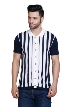 Men’s allnit 100% Cotton Polo Striped Tees: Office to Casual