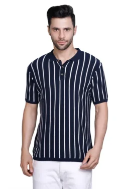 Men’s 100% Cotton Polo White Striped  Tees: Office to Casual