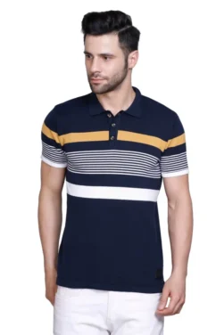 Men’s 100% Cotton Polo  Multi Striped Tees: Office & Casual