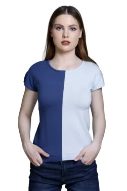 Women’s Allnit Polo T-Shirt – 100% Premium Cotton, Blue & Light Blue Striper