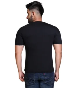 Pulakin Stylish Black Graphic Round Neck Tee for Men