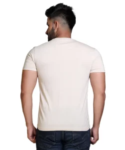 Pulakin Off-White Round Neck Printed T-Shirt for Men