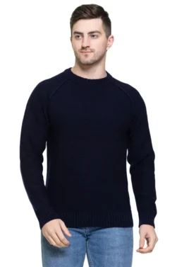 Pulakin Men’s 100% Acrylic Round Neck Sweater with Raglan Design