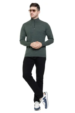 Pulakin Men’s 100% Acrylic Solid Sweater with Half Zipper