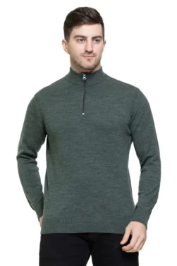 Pulakin Men’s 100% Acrylic Solid Sweater with Half Zipper