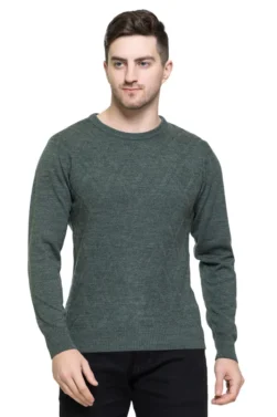 Pulakin Men’s Structured Front Solid Round Neck Sweater – 100% Acrylic