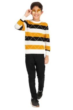 Boys’ Colorful Multi-Stripe Cotton Sweater by Pulakin