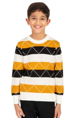 Boys’ Colorful Multi-Stripe Cotton Sweater by Pulakin