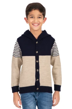 Pulakin Boys’ Cozy Multi-Stripe Acrylic Hoodie Sweater