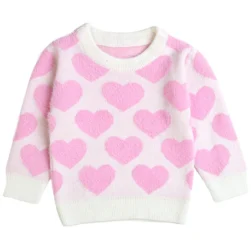 Pulakin Kids’ Round Neck Solid Pattern Sweater for Girls