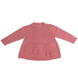 Pulakin Infant Girls’ Soft Acrylic Long Coral Color Sweater – Round Neck